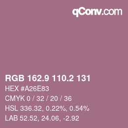 カラーコード: RGB 162.9 110.2 131 | qconv.com