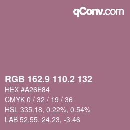 カラーコード: RGB 162.9 110.2 132 | qconv.com