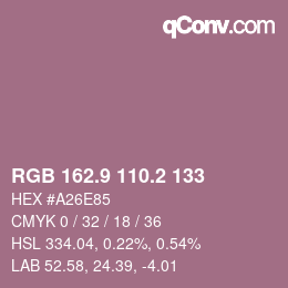 カラーコード: RGB 162.9 110.2 133 | qconv.com