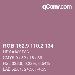 カラーコード: RGB 162.9 110.2 134 | qconv.com