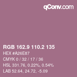 Color code: RGB 162.9 110.2 135 | qconv.com