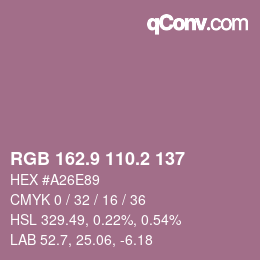 カラーコード: RGB 162.9 110.2 137 | qconv.com