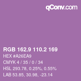 Color code: RGB 162.9 110.2 169 | qconv.com