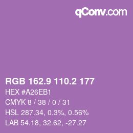 カラーコード: RGB 162.9 110.2 177 | qconv.com