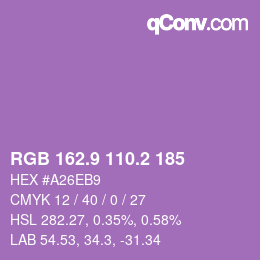 カラーコード: RGB 162.9 110.2 185 | qconv.com