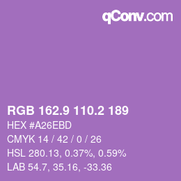 カラーコード: RGB 162.9 110.2 189 | qconv.com