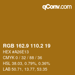 Color code: RGB 162.9 110.2 19 | qconv.com
