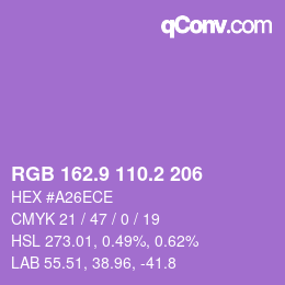 カラーコード: RGB 162.9 110.2 206 | qconv.com