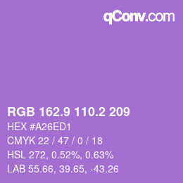 カラーコード: RGB 162.9 110.2 209 | qconv.com