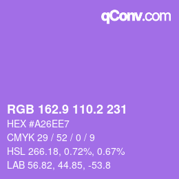 カラーコード: RGB 162.9 110.2 231 | qconv.com