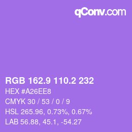 カラーコード: RGB 162.9 110.2 232 | qconv.com