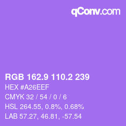 カラーコード: RGB 162.9 110.2 239 | qconv.com