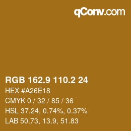 Color code: RGB 162.9 110.2 24 | qconv.com