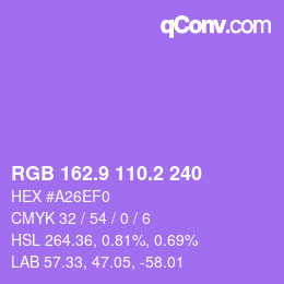 カラーコード: RGB 162.9 110.2 240 | qconv.com