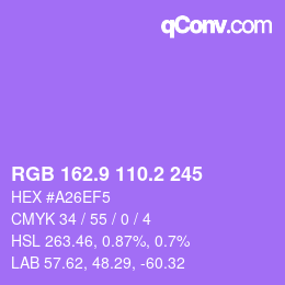 カラーコード: RGB 162.9 110.2 245 | qconv.com