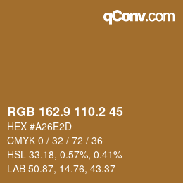 Color code: RGB 162.9 110.2 45 | qconv.com