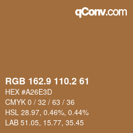 Color code: RGB 162.9 110.2 61 | qconv.com
