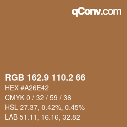 Color code: RGB 162.9 110.2 66 | qconv.com