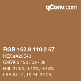 カラーコード: RGB 162.9 110.2 67 | qconv.com