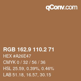 Color code: RGB 162.9 110.2 71 | qconv.com