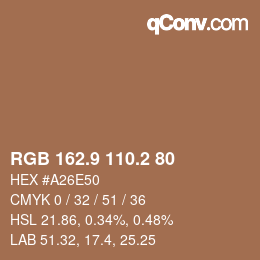 Color code: RGB 162.9 110.2 80 | qconv.com