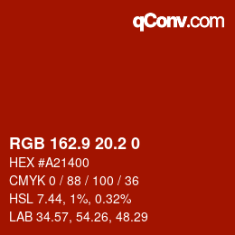 Color code: RGB 162.9 20.2 0 | qconv.com