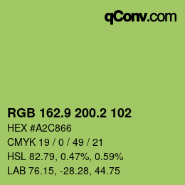 カラーコード: RGB 162.9 200.2 102 | qconv.com