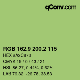 カラーコード: RGB 162.9 200.2 115 | qconv.com