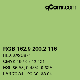 カラーコード: RGB 162.9 200.2 116 | qconv.com