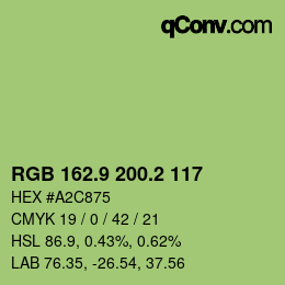 カラーコード: RGB 162.9 200.2 117 | qconv.com