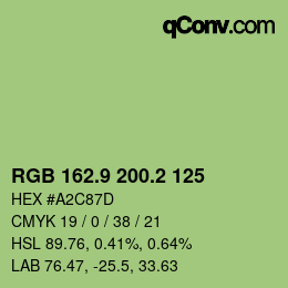 カラーコード: RGB 162.9 200.2 125 | qconv.com