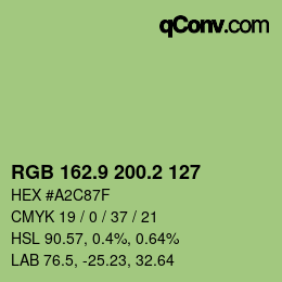 カラーコード: RGB 162.9 200.2 127 | qconv.com