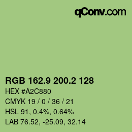 カラーコード: RGB 162.9 200.2 128 | qconv.com