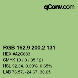 カラーコード: RGB 162.9 200.2 131 | qconv.com