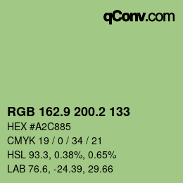 カラーコード: RGB 162.9 200.2 133 | qconv.com
