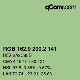 カラーコード: RGB 162.9 200.2 141 | qconv.com