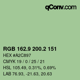 カラーコード: RGB 162.9 200.2 151 | qconv.com