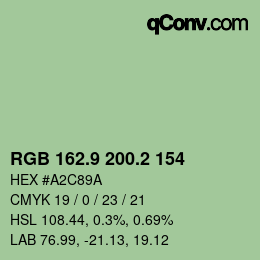 カラーコード: RGB 162.9 200.2 154 | qconv.com