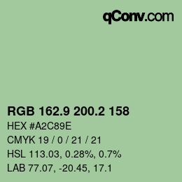 Color code: RGB 162.9 200.2 158 | qconv.com