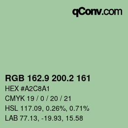 カラーコード: RGB 162.9 200.2 161 | qconv.com