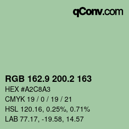 カラーコード: RGB 162.9 200.2 163 | qconv.com