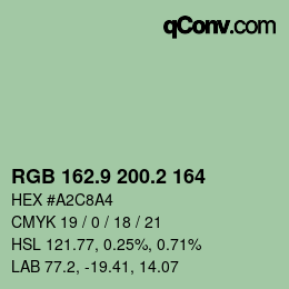 カラーコード: RGB 162.9 200.2 164 | qconv.com
