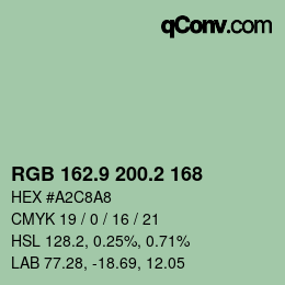 カラーコード: RGB 162.9 200.2 168 | qconv.com