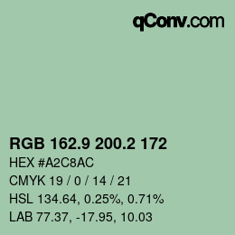 カラーコード: RGB 162.9 200.2 172 | qconv.com