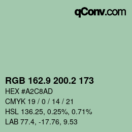 Color code: RGB 162.9 200.2 173 | qconv.com
