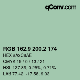 Color code: RGB 162.9 200.2 174 | qconv.com