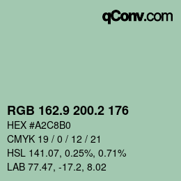 Color code: RGB 162.9 200.2 176 | qconv.com