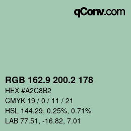 Color code: RGB 162.9 200.2 178 | qconv.com