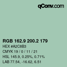 Farbcode: RGB 162.9 200.2 179 | qconv.com