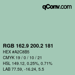 カラーコード: RGB 162.9 200.2 181 | qconv.com